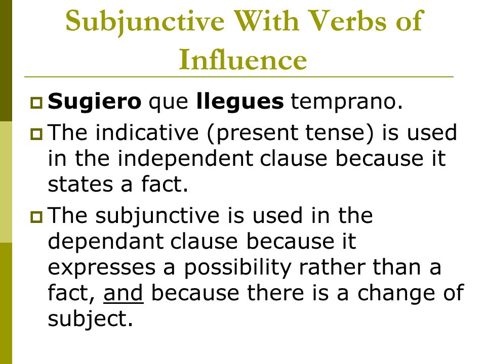 Subjunctive With Verbs of Influence