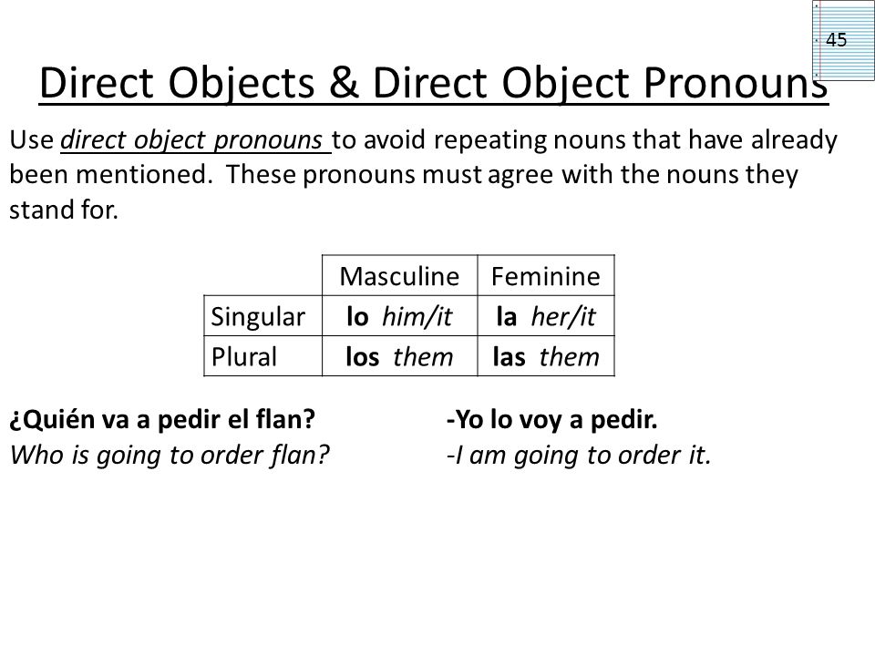 Direct Objects & Direct Object Pronouns