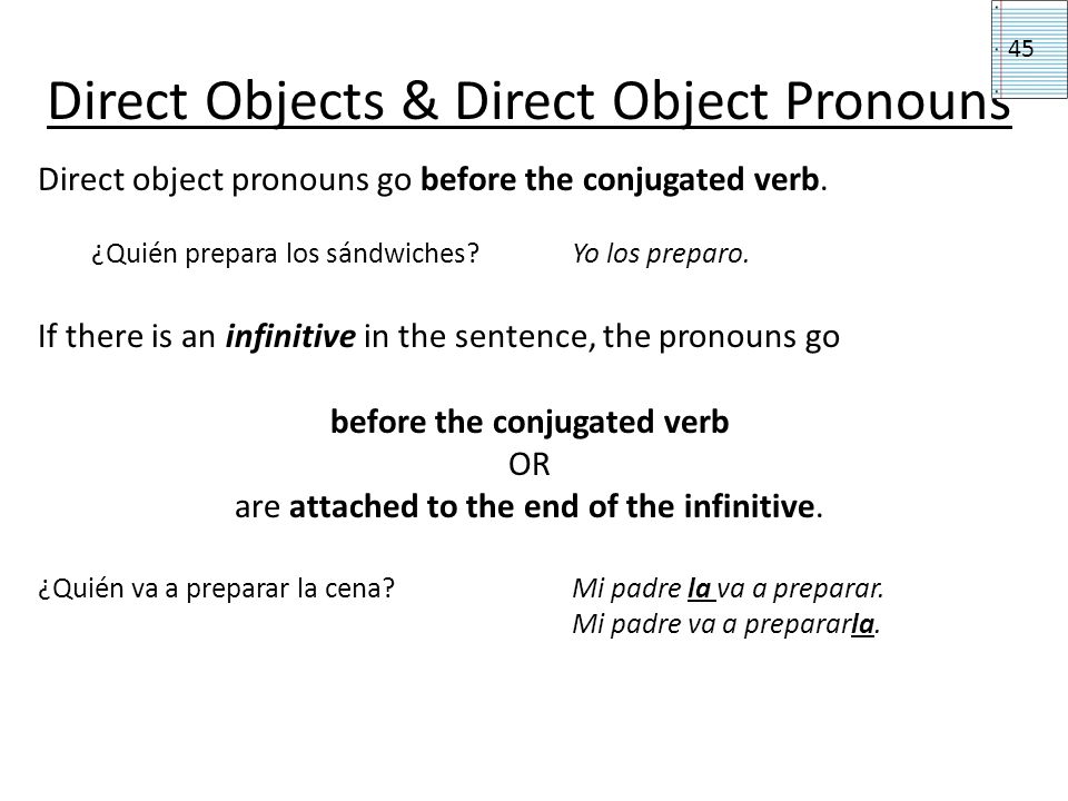 Direct Objects & Direct Object Pronouns