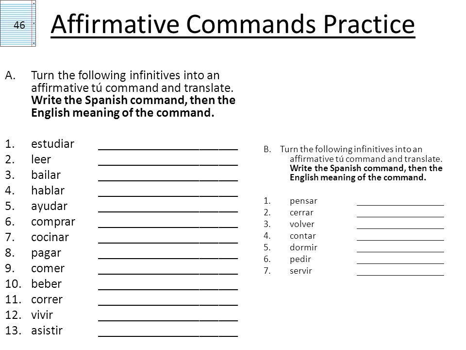 Affirmative Commands Practice