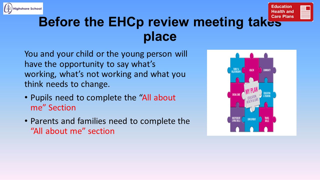 Before the EHCp review meeting takes place