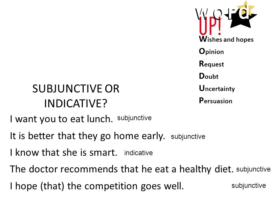 SUBJUNCTIVE OR INDICATIVE