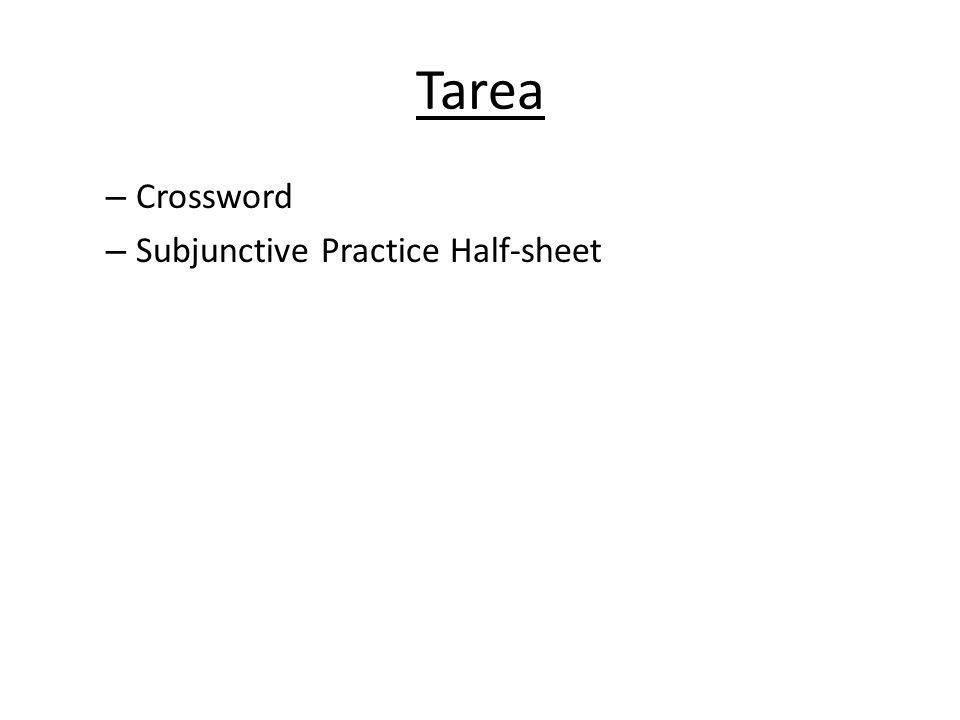 Tarea Crossword Subjunctive Practice Half-sheet