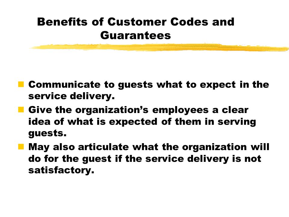 Benefits of Customer Codes and Guarantees