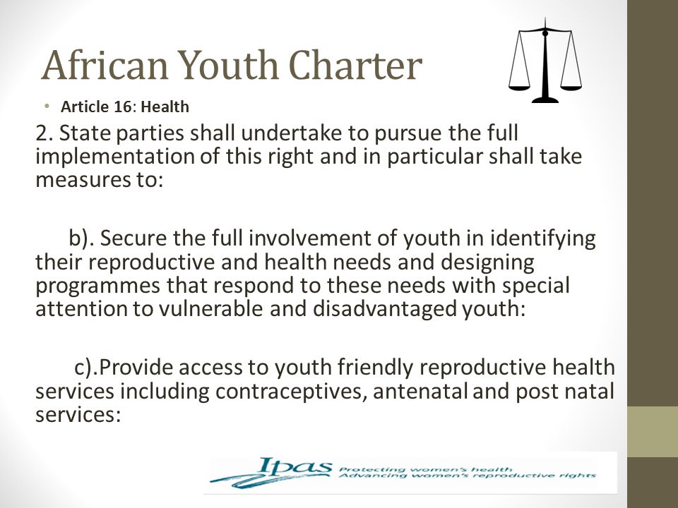 African Youth Charter Article 16: Health.