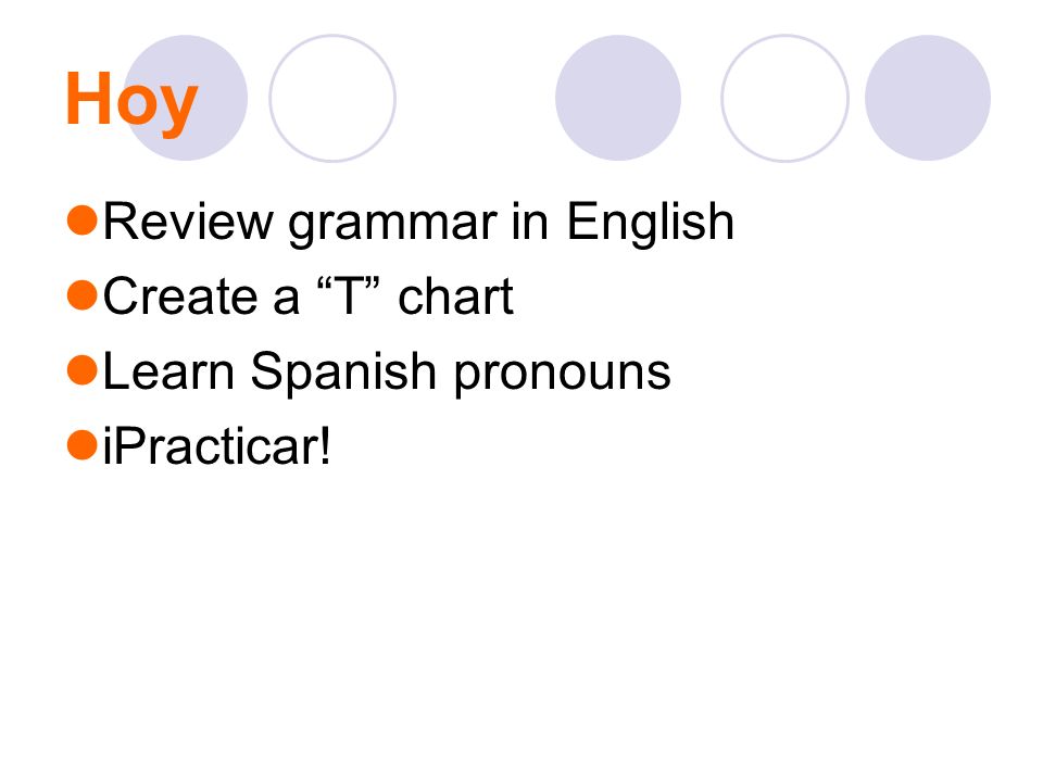 Hoy Review grammar in English Create a T chart
