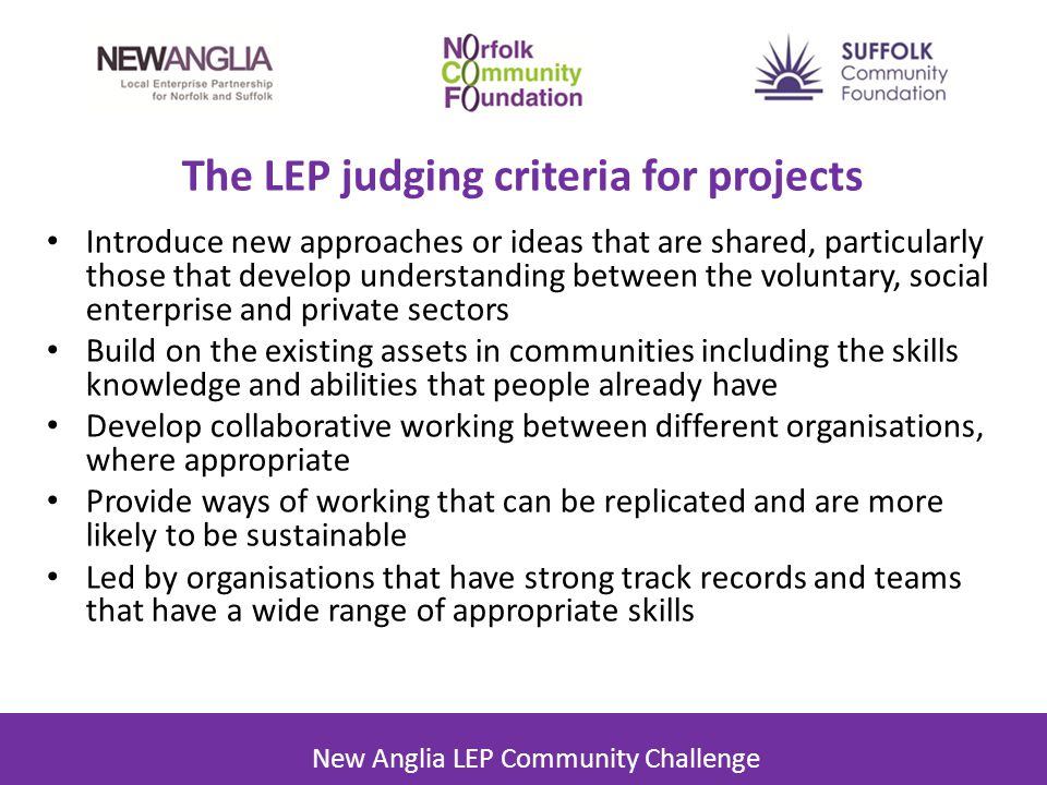 The LEP judging criteria for projects