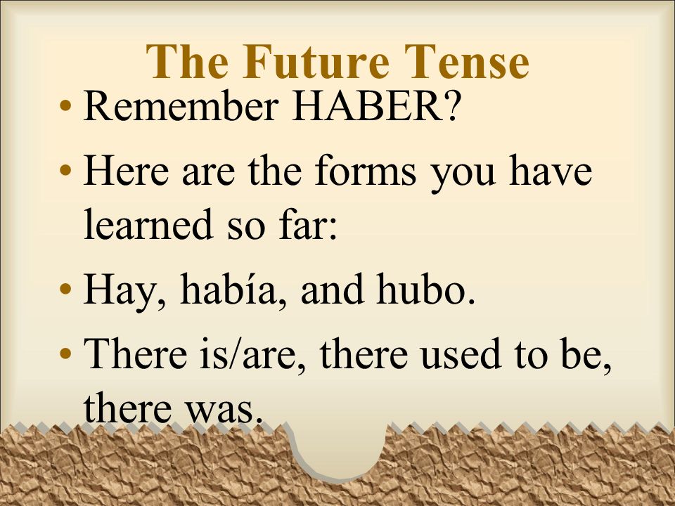 The Future Tense Remember HABER