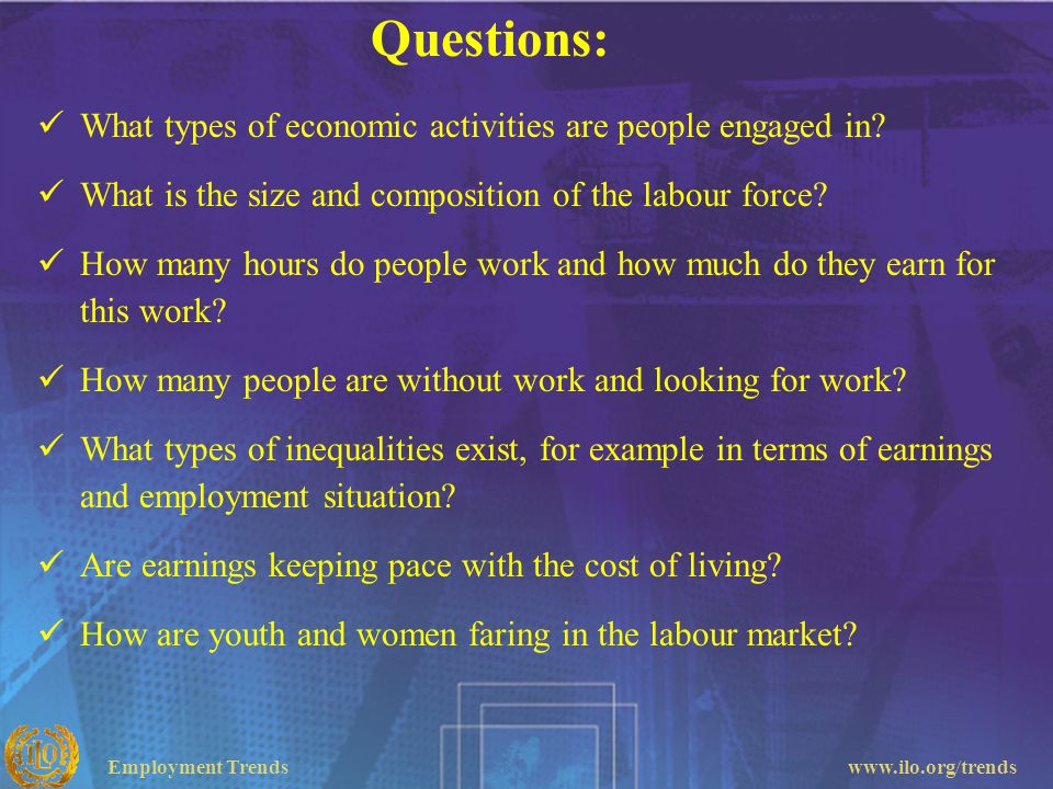 Questions: What types of economic activities are people engaged in