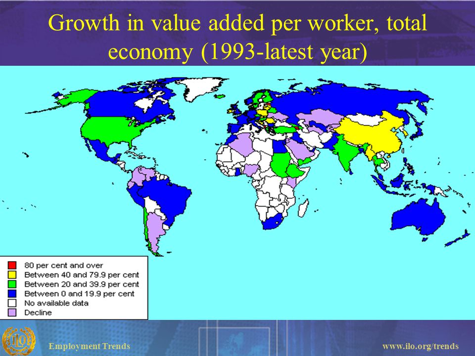 Growth in value added per worker, total economy (1993-latest year)