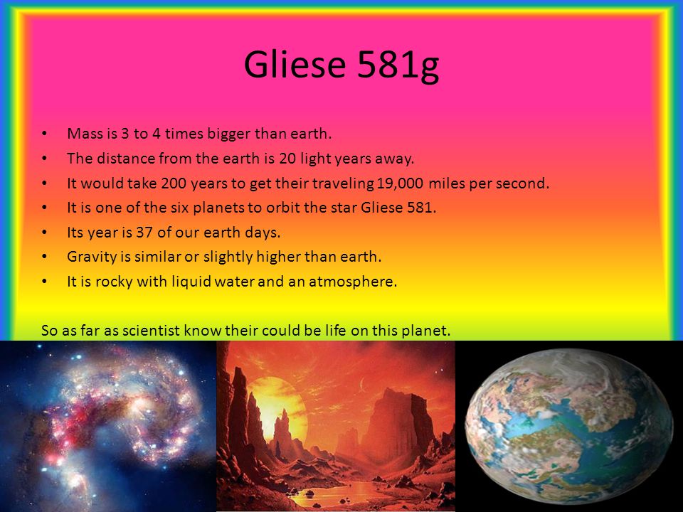 gliese 581g compared to earth