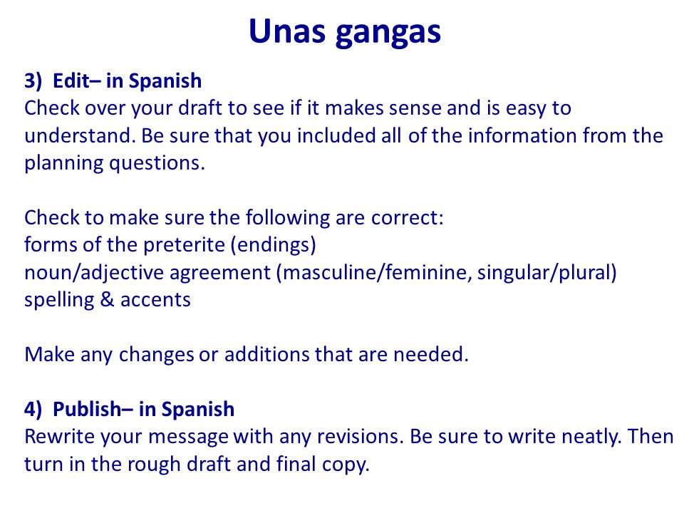 Unas gangas 3) Edit– in Spanish