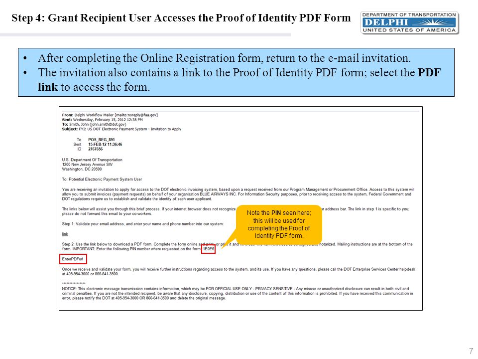 Step 4: Grant Recipient User Accesses the Proof of Identity PDF Form