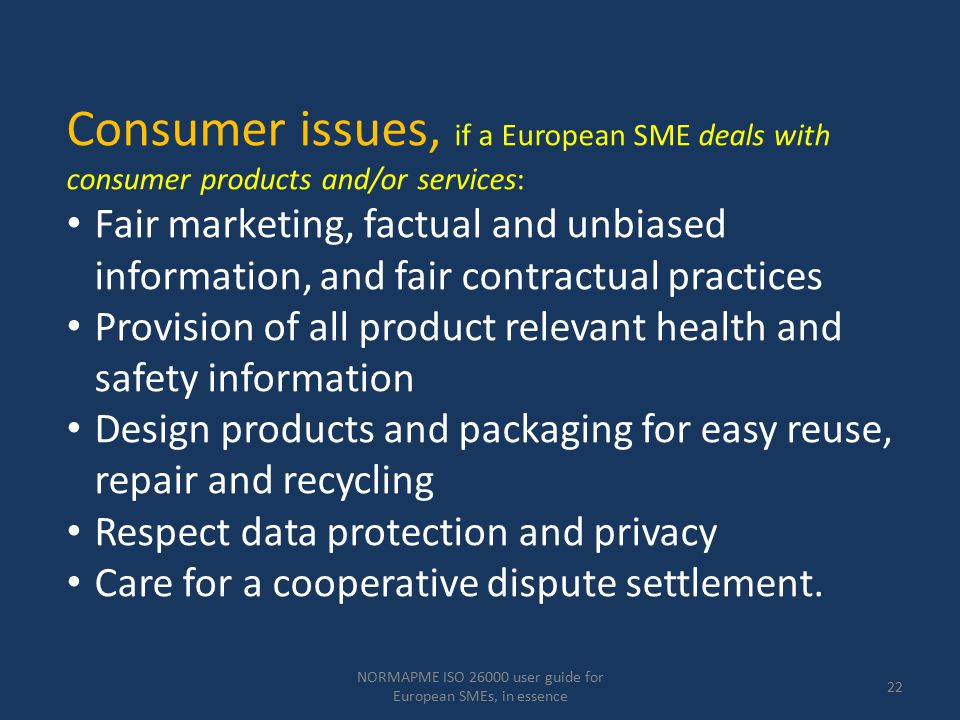 NORMAPME ISO user guide for European SMEs, in essence