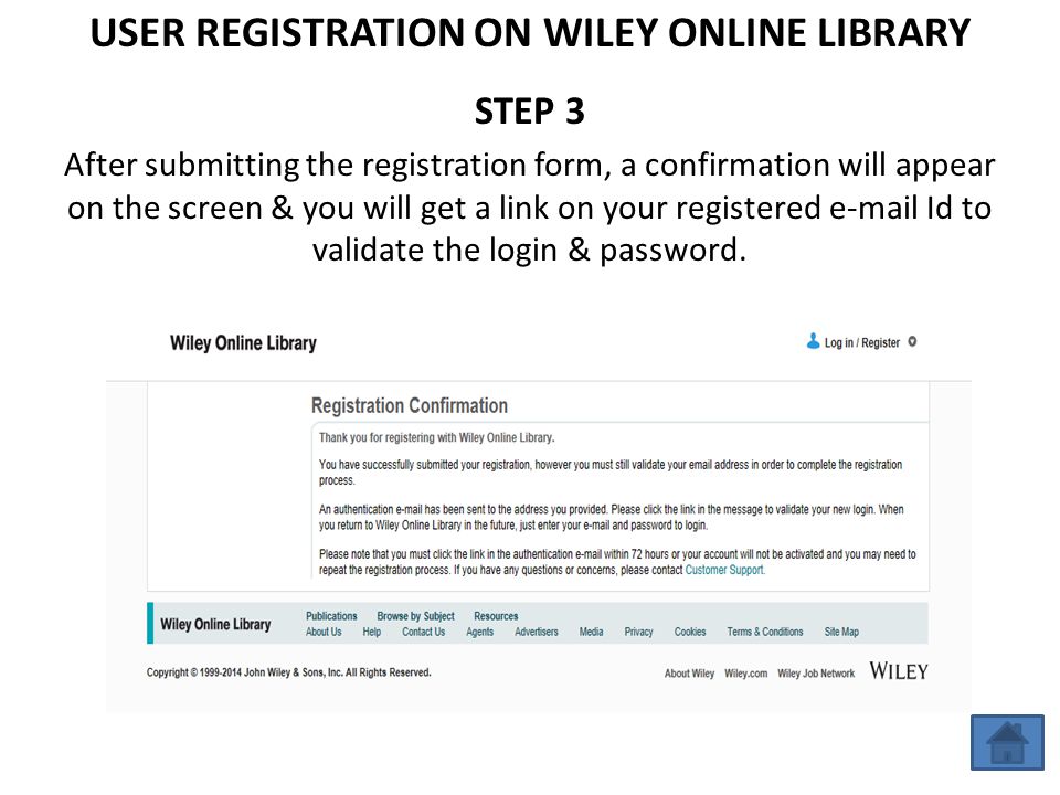 USER REGISTRATION ON WILEY ONLINE LIBRARY