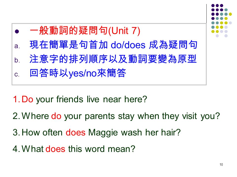 現在式 一般動詞的變化一般動詞的呈現直述句 Unit 5 否定句 Unit 6 疑問句 Unit 7 Ppt Video Online Download