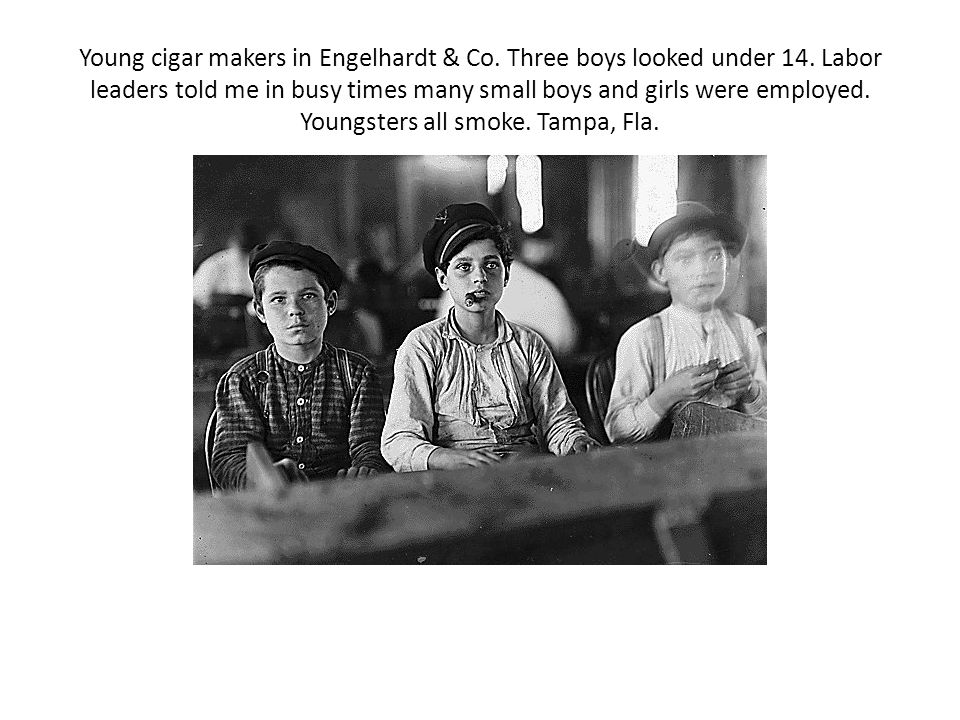 Young cigar makers in Engelhardt & Co. Three boys looked under 14