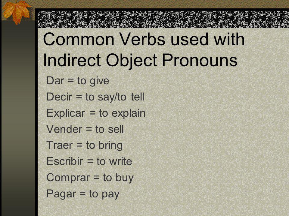Common Verbs used with Indirect Object Pronouns