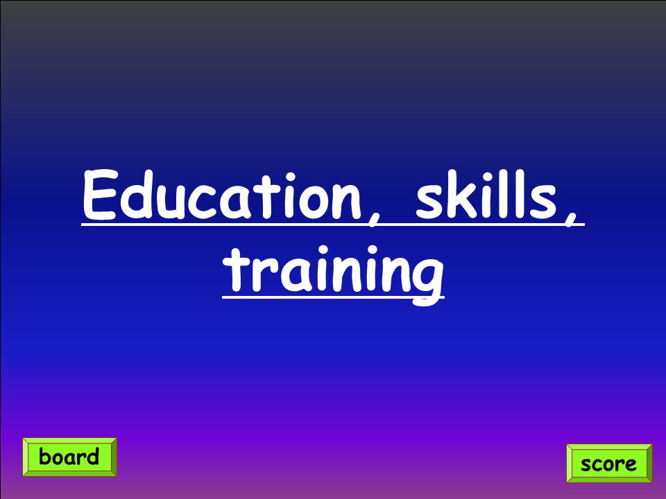 Education, skills, training