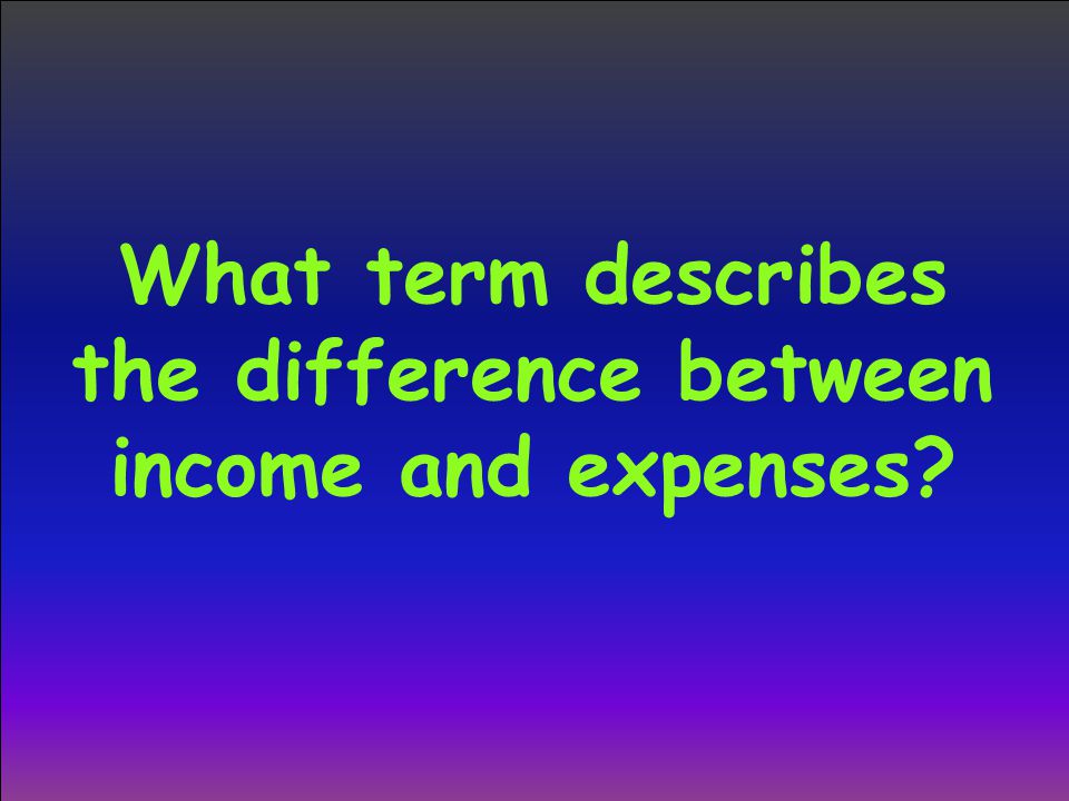 What term describes the difference between income and expenses