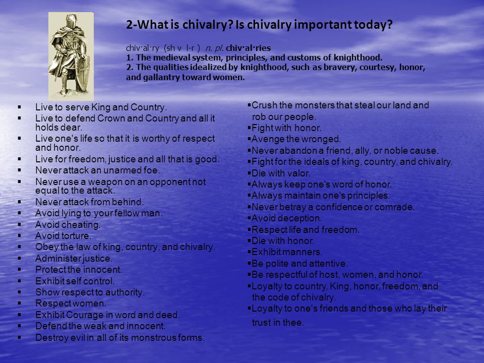 2-What is chivalry Is chivalry important today