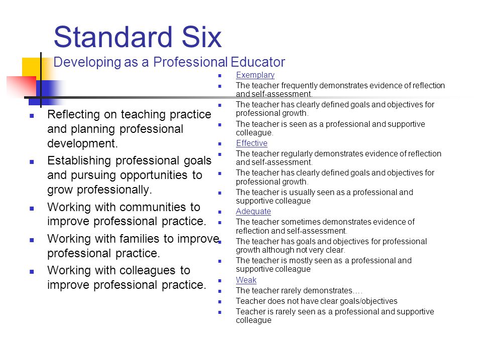 Standard Six Developing as a Professional Educator