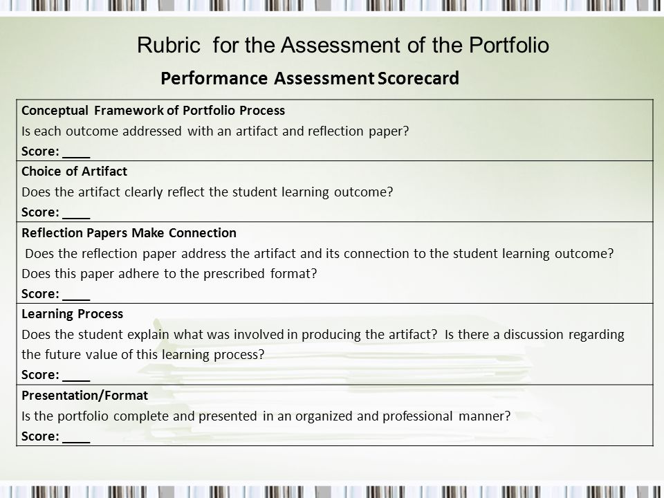 Performance Assessment Scorecard