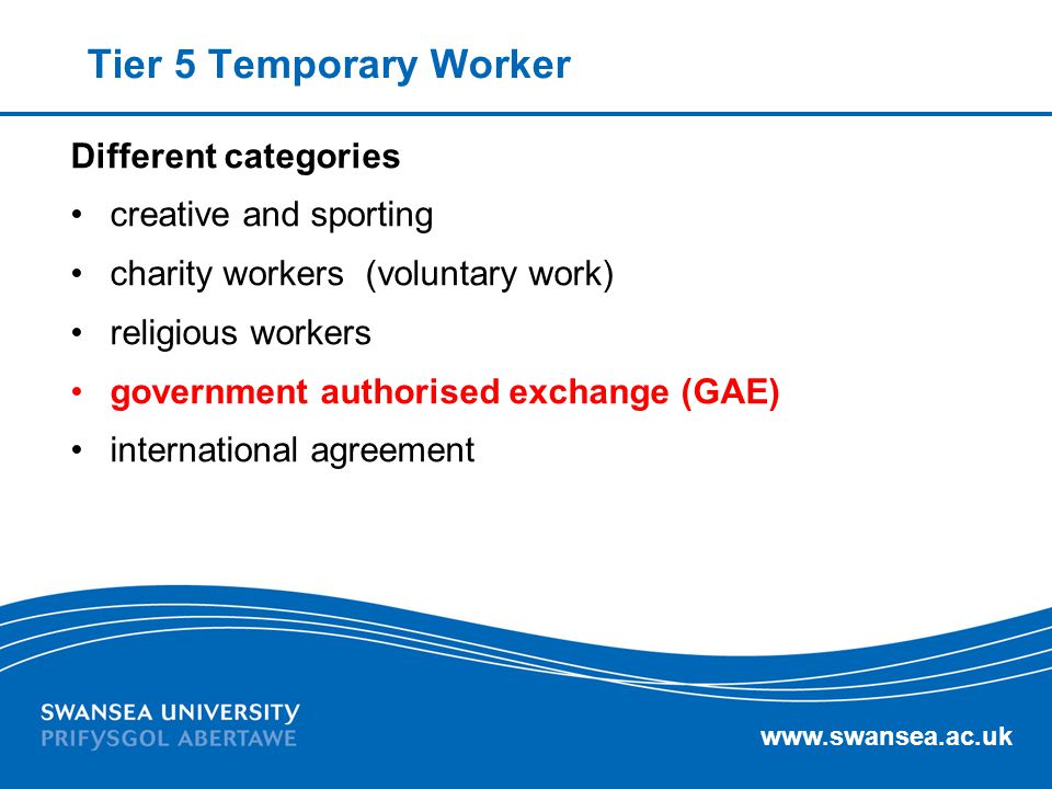 Tier 5 Temporary Worker Different categories creative and sporting