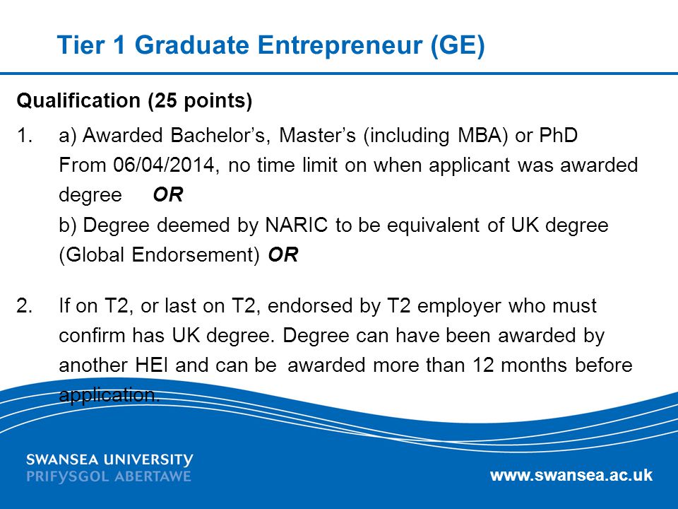 Tier 1 Graduate Entrepreneur (GE)