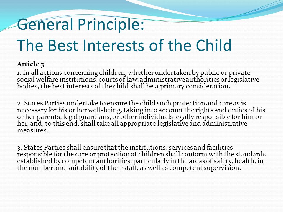 General Principle: The Best Interests of the Child