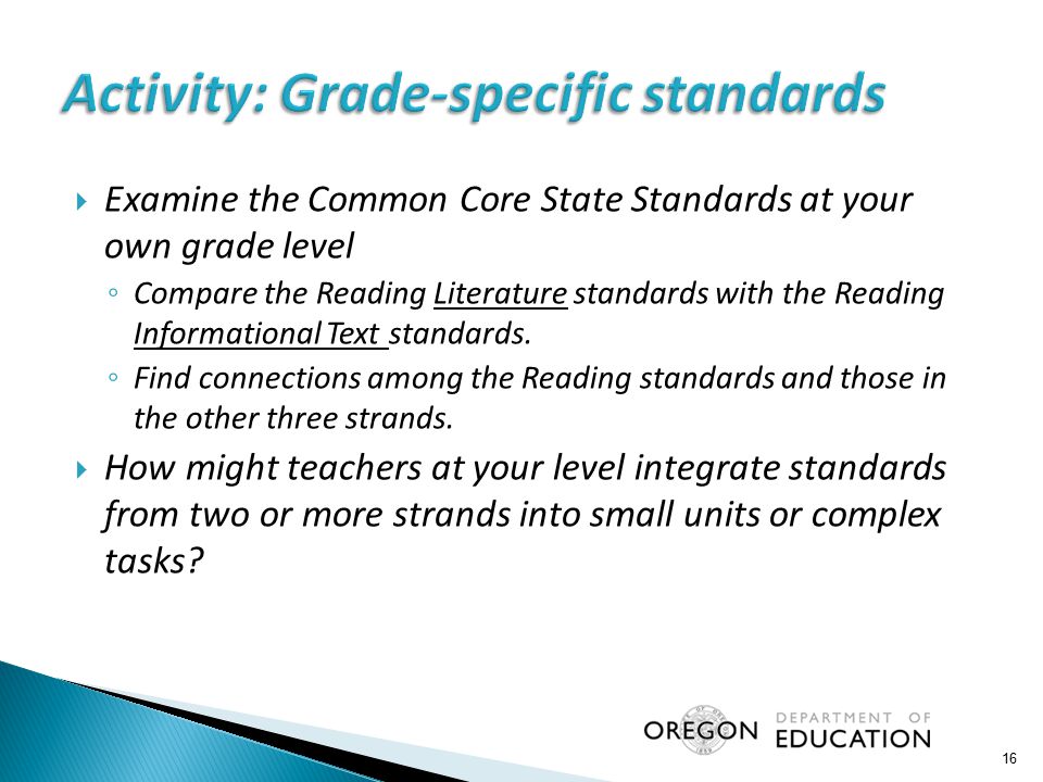 Activity: Grade-specific standards