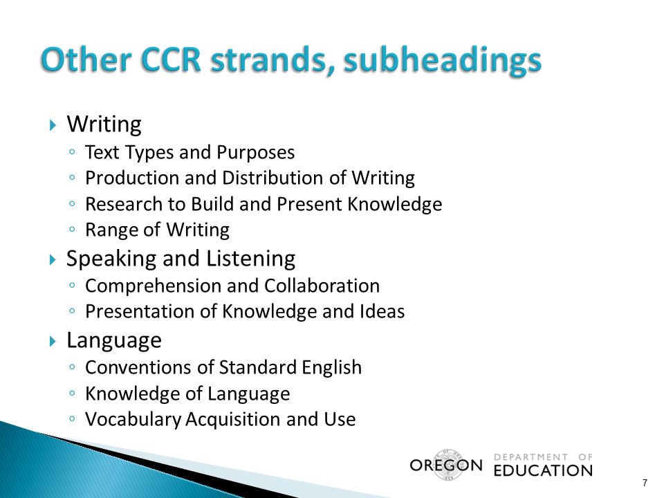 Other CCR strands, subheadings