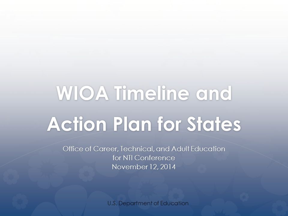 WIOA Timeline and Action Plan for States