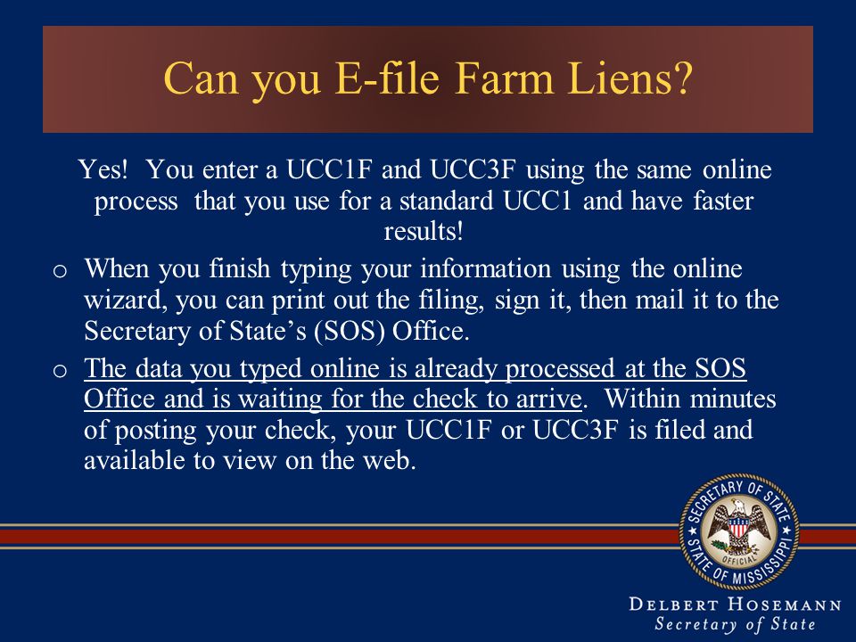 Can you E-file Farm Liens