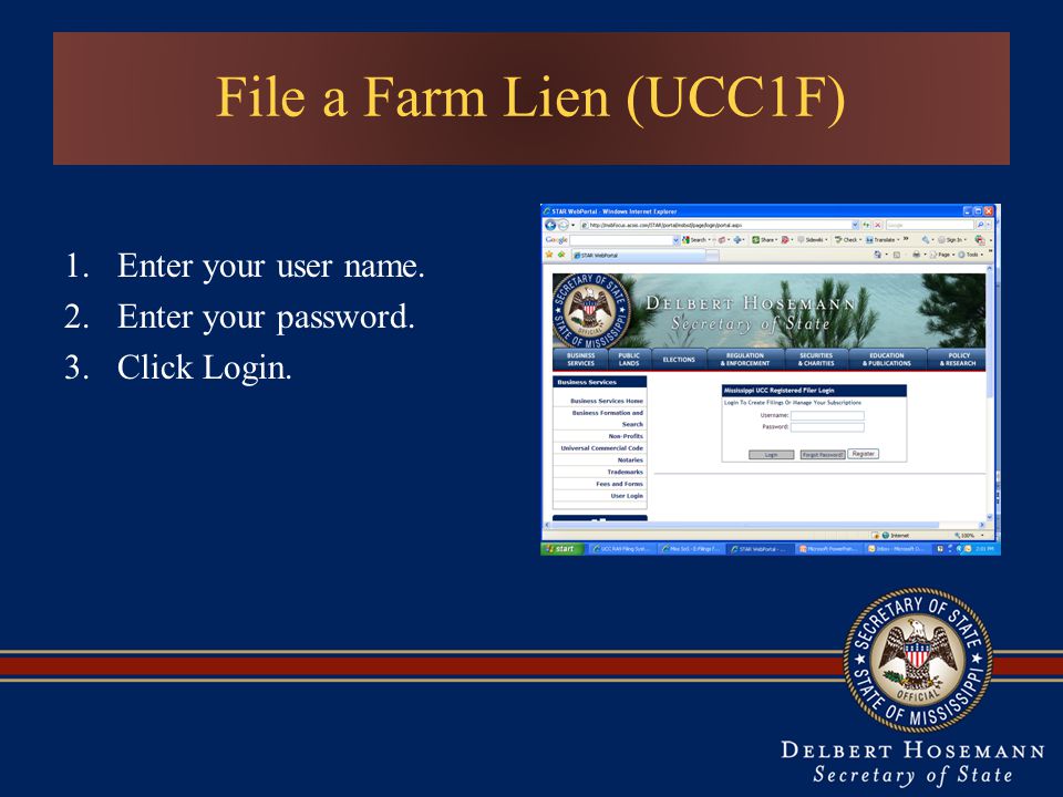 Enter your user name. Enter your password. Click Login.
