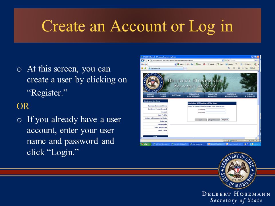 Create an Account or Log in