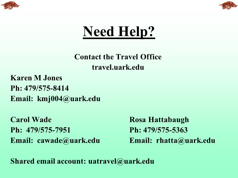 Contact the Travel Office