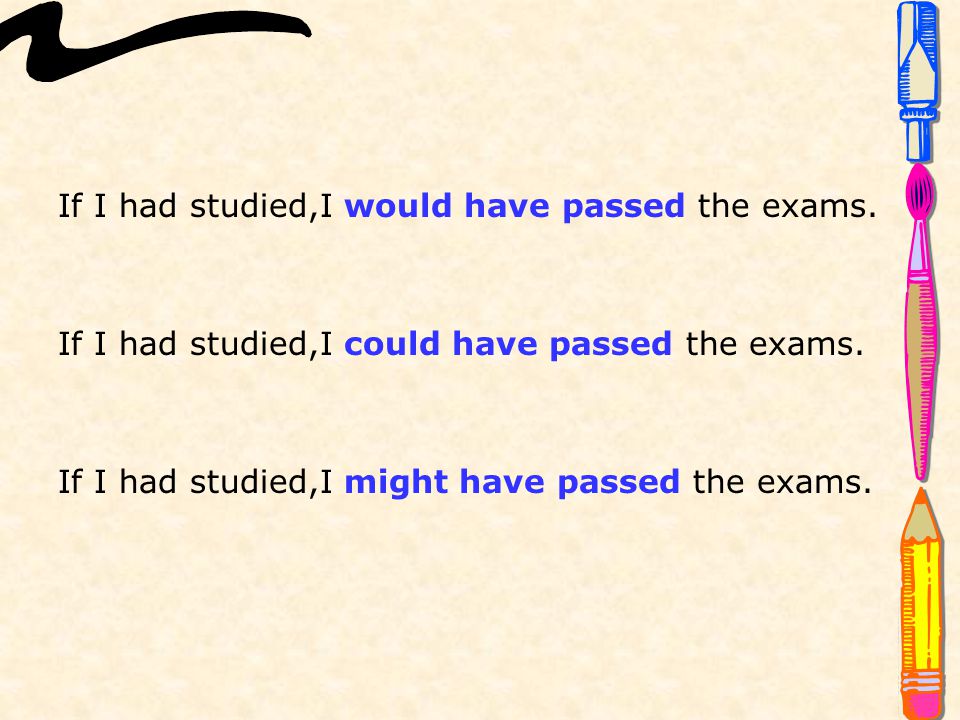 If I had studied,I would have passed the exams.