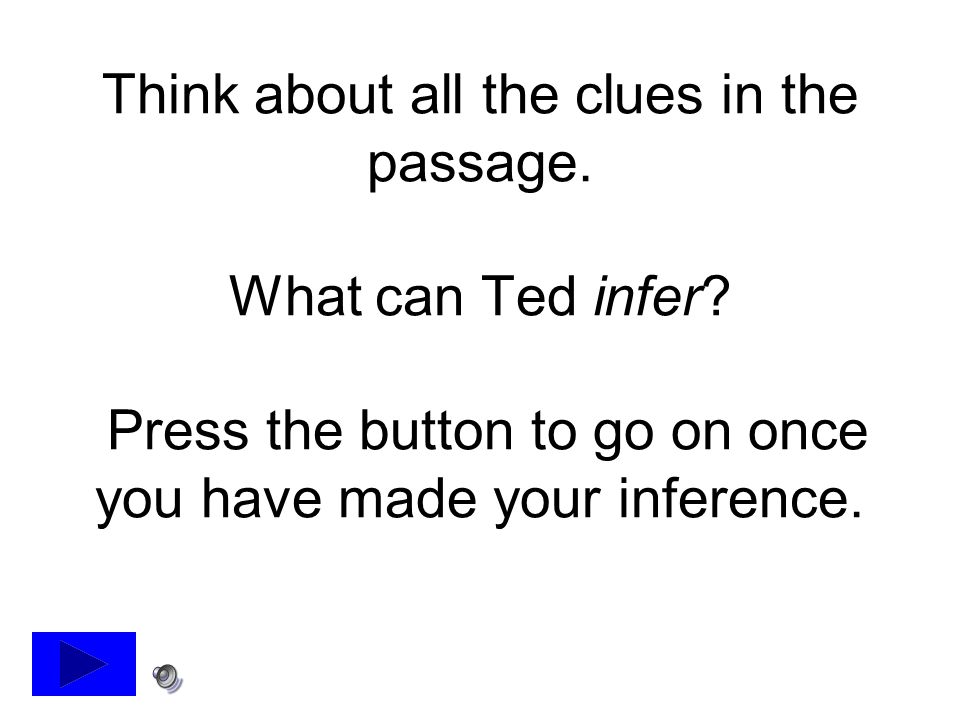 Think about all the clues in the passage. What can Ted infer