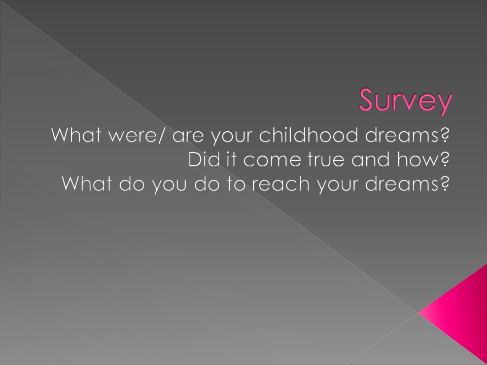 Survey What were/ are your childhood dreams Did it come true and how