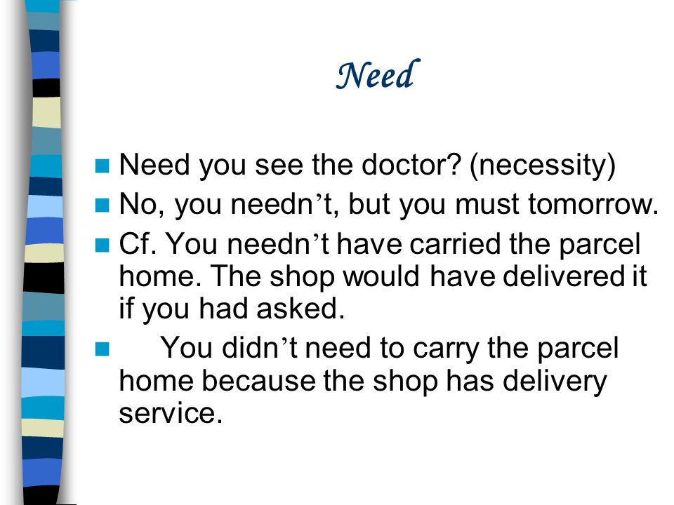 Need Need you see the doctor (necessity)