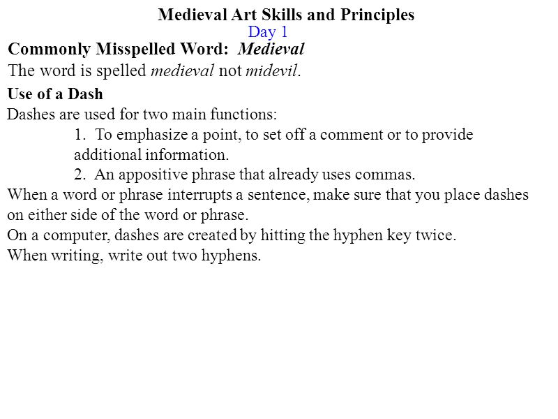 Medieval Art Skills and Principles