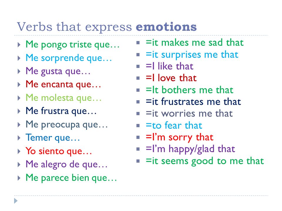 Verbs that express emotions