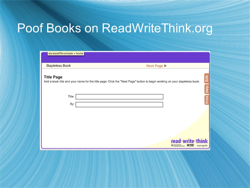Poof Books on ReadWriteThink.org