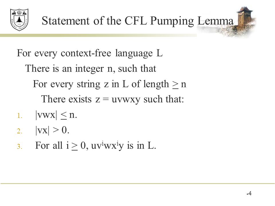 The Pumping Lemma for CFL's - ppt download
