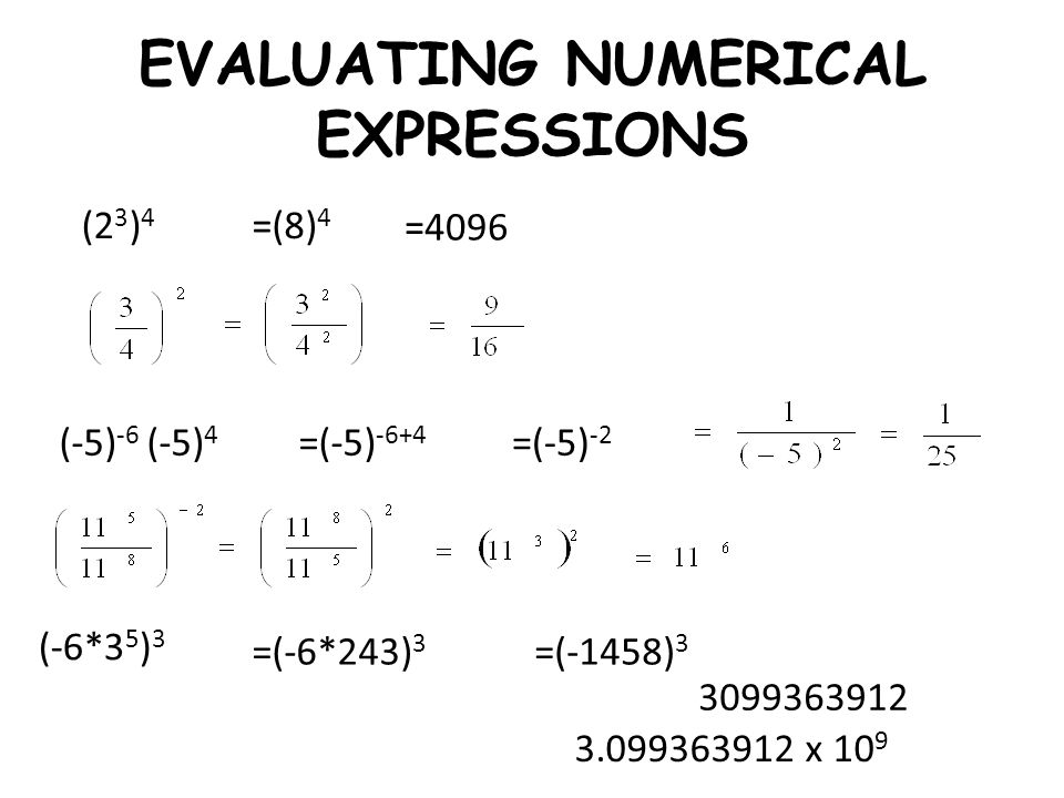 EVALUATING NUMERICAL EXPRESSIONS