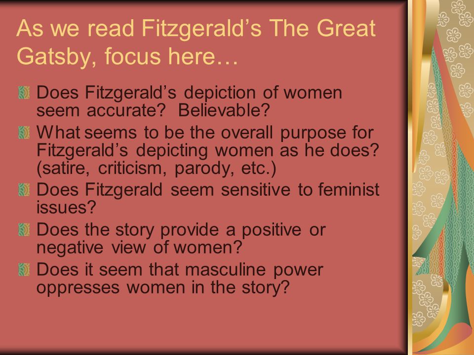 As we read Fitzgerald’s The Great Gatsby, focus here…