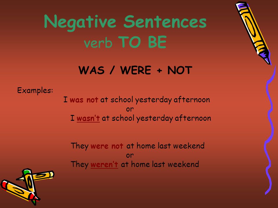 Negative Sentences verb TO BE