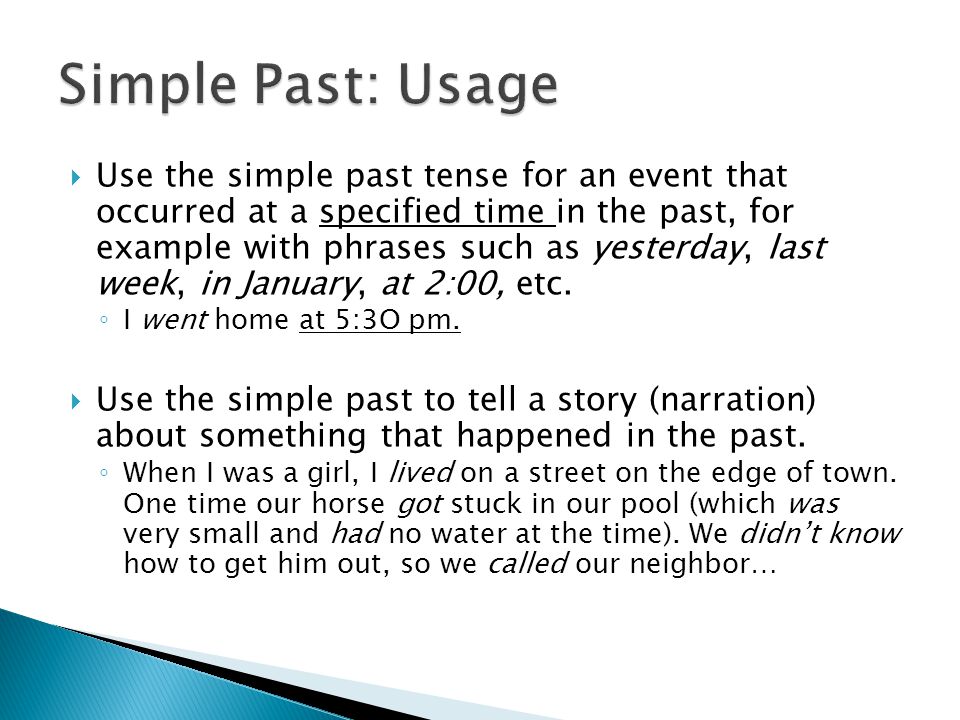 Simple Past: Usage