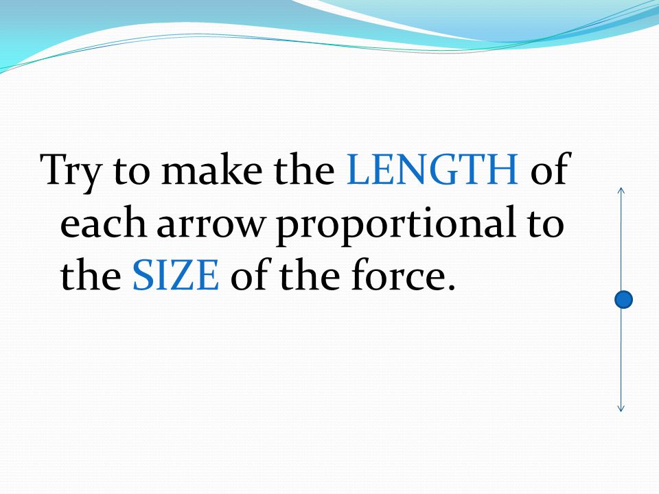 Try to make the LENGTH of each arrow proportional to the SIZE of the force.